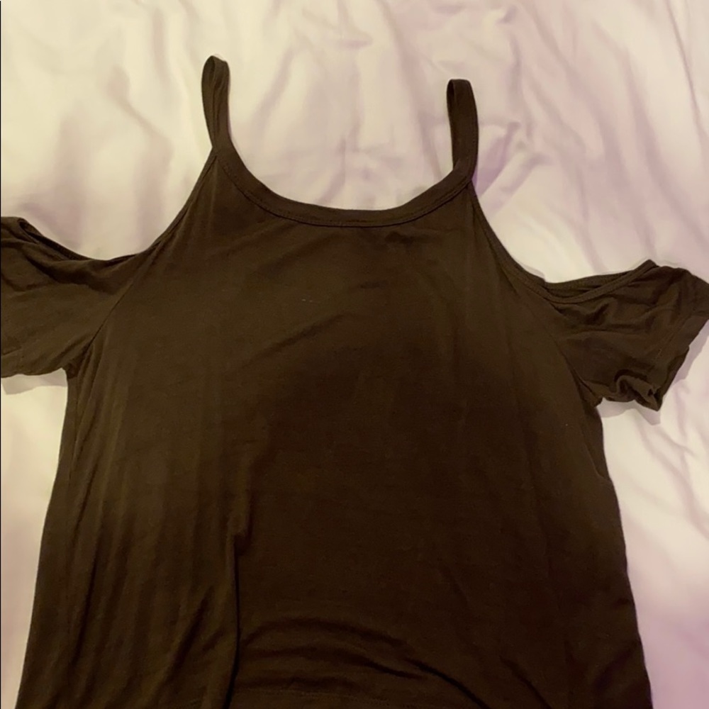 L.A. Hearts army green cut shoulder top